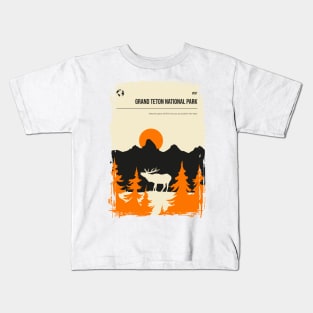 Grand Teton National Park Vintage Unique Travel Poster Kids T-Shirt